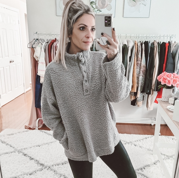 sherpa snap pullover